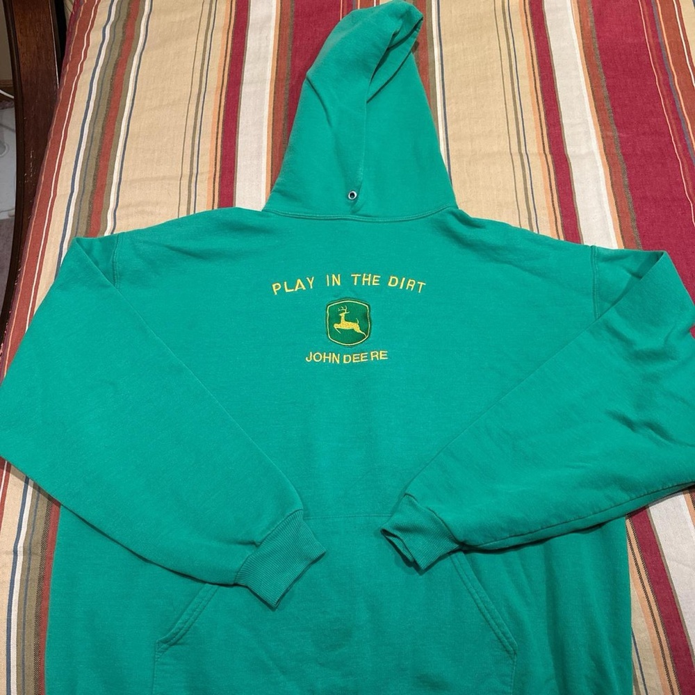Jerzees Green Hoodie with Yellow John Deere Logo